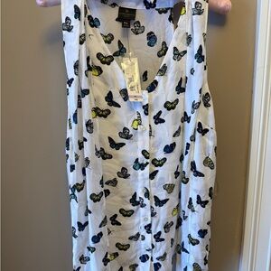 Worthington White Top with Colorful Butterfly Design